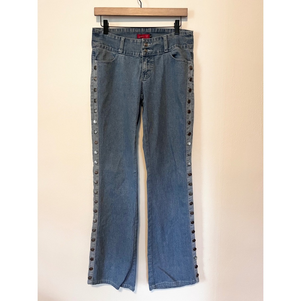 Apple Bottom Jeans Y2K 2000s Denim Side Button Flare Jeans Womens 6 Streetwear